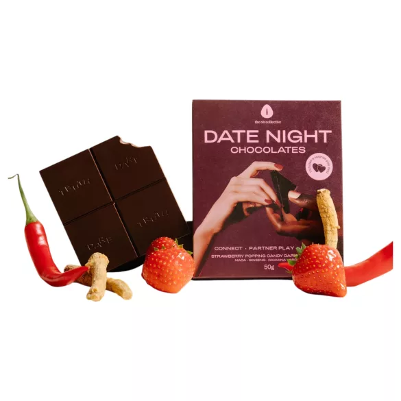 The Oh Collective Date Night - gorzka czekolada z makiem i truskawkami dla par (50 g)