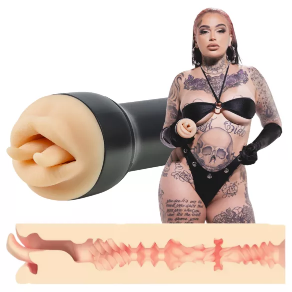 Kiiroo Feel Leigh Raven - sztuczna wagina z rozciętym językiem (naturalna)