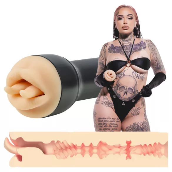 Kiiroo Feel Leigh Raven - sztuczna wagina z rozciętym językiem (naturalna)