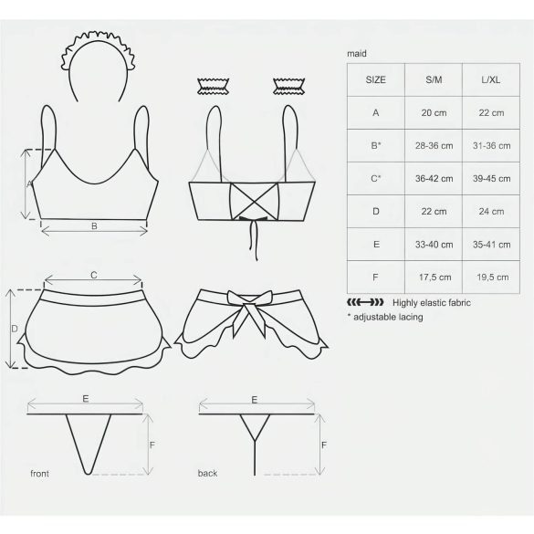 Obsessive - kostium pokojówki - zestaw 5-częściowy
