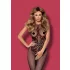 Obsessive - bodystocking siateczkowy z wzorem i kołnierzem - czarny S-L