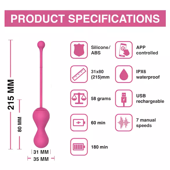 Magic Motion Kegel Master - kulki gejszy z wibracją sterowane aplikacją (różowe)