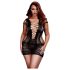 BACI Plus Size - koronkowa mini sukienka z krótkim rękawem - czarna (XL-XXL)