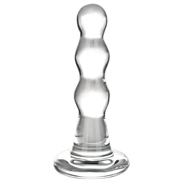 GLAS - falowany szklany analny dildo (przezroczysty)