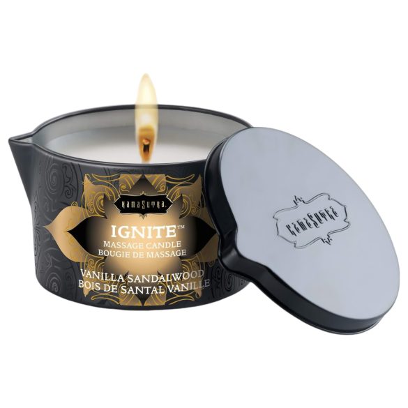 Kama Sutra - wegańska świeca do masażu - wanilia-drzewo sandałowe (170g)