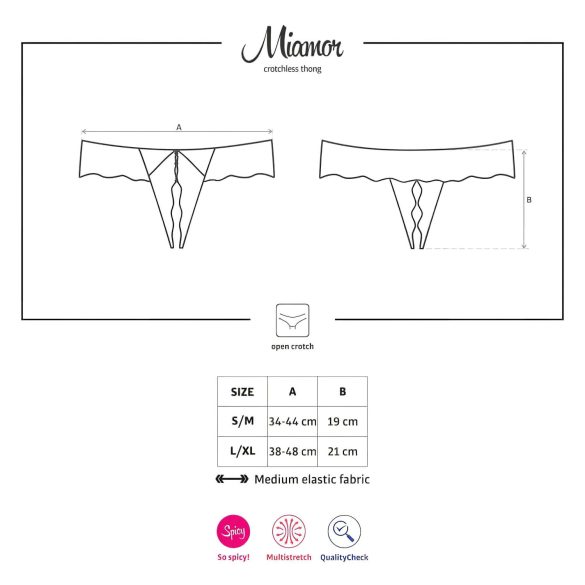 Obsessive Miamor - string z cyrkoniami - otwarty, koronkowy, czarny