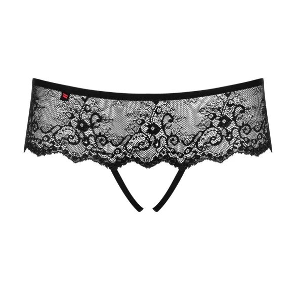Obsessive Merossa - stringi z cyrkoniami - otwarte - czarne
