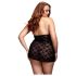 BACI - koszulka babydoll plus size z koronką i wiązaniem na szyi - czarna XL-XXL