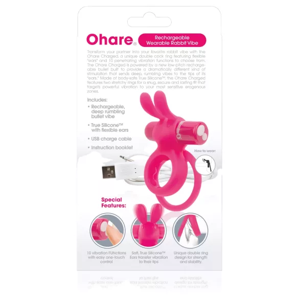 Screaming O Ohare - pierścień wibrujący na penisa króliczek - różowy, ładowany