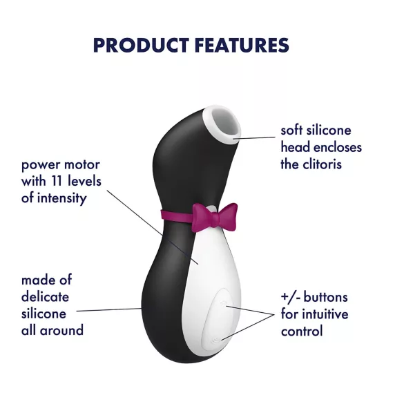 Satisfyer Penguin - stymulator łechtaczki wodoodporny akumulatorowy czarno-biały