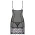 Obsessive Alluria - koronkowa koszulka nocna i stringi (czarne) - L/XL