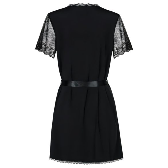 Obsessive Miamor Szlafrok - koronkowy rękaw i stringi (czarny)