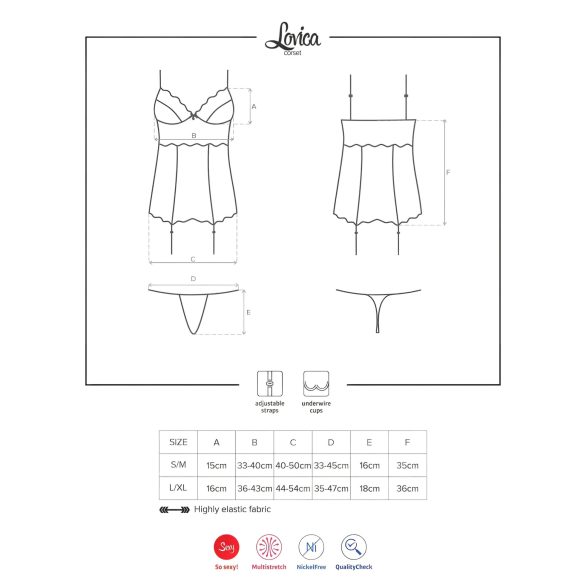 Obsessive Lovica - koronkowy top z pasem do pończoch i stringi (czerwone)