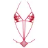 Obsessive - body z paskami i motywem tulipana - czerwone S/M