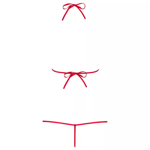 Obsessive - body z paskami i motywem tulipana - czerwone S/M