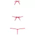 Obsessive - body z paskami i motywem tulipana - czerwone S/M