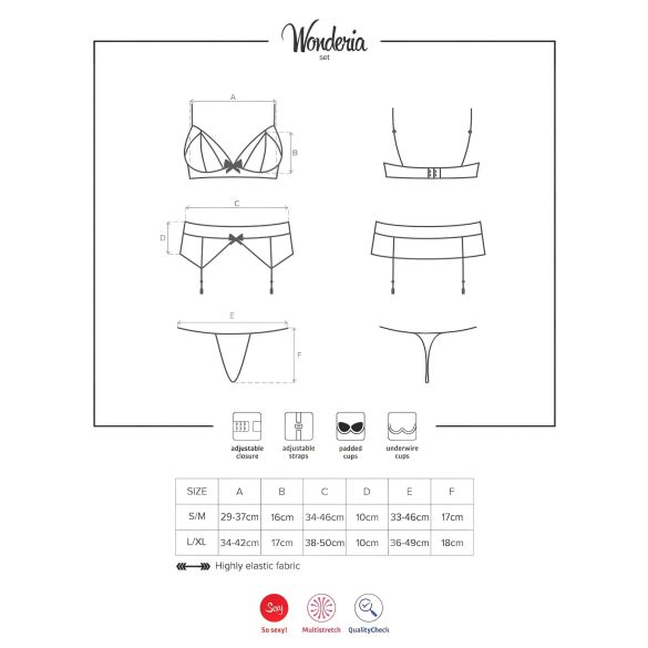 Obsessive - komplet bielizny - haftowana koronka - czarny