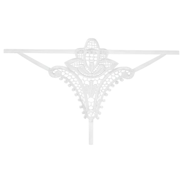 Obsessive - stringi z motywem tulipana - białe - L/XL