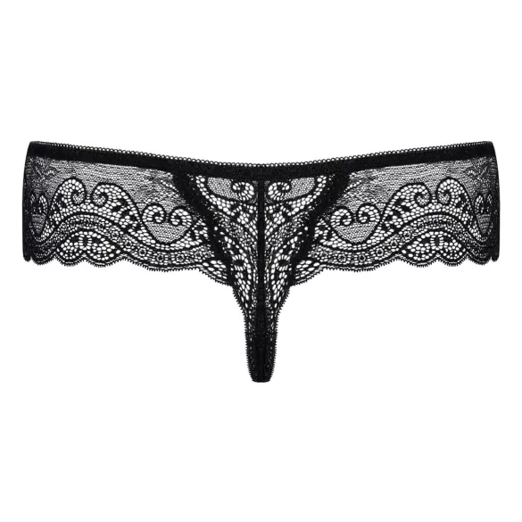 Obsessive - majtki damskie tanga z koronką i ozdobą - czarne - L/XL