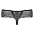 Obsessive - majtki damskie tanga z koronką i ozdobą - czarne - L/XL