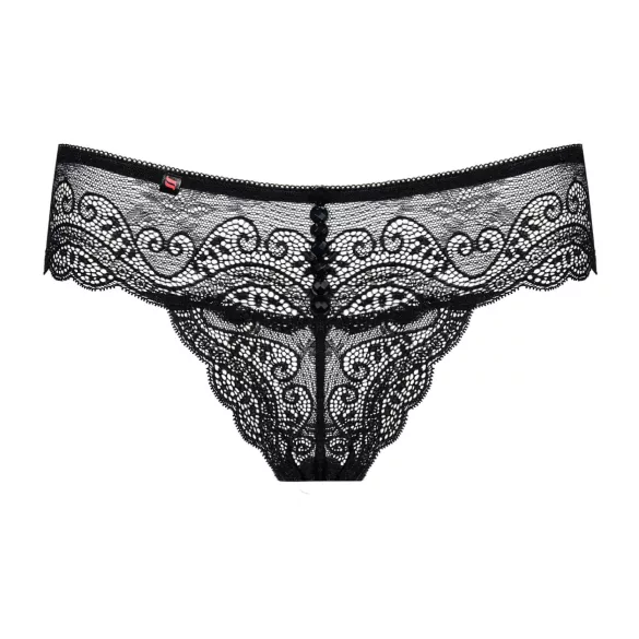 Obsessive - majtki damskie tanga z koronką i ozdobą - czarne - L/XL