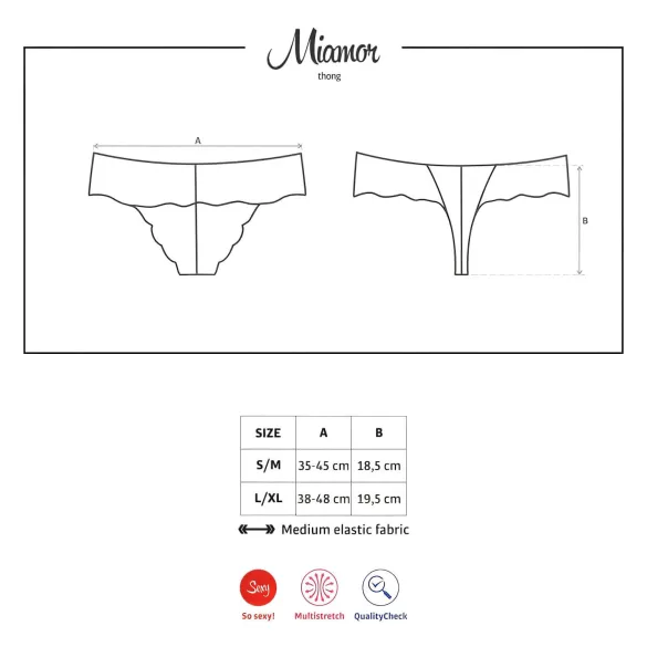 Obsessive - majtki damskie tanga z koronką i ozdobą - czarne - L/XL