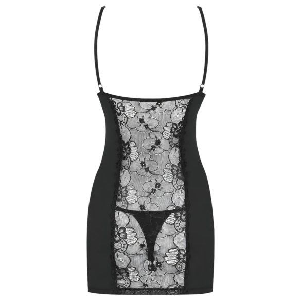 Obsessive - koszulka nocna i stringi - koronkowa - czarna - L/XL