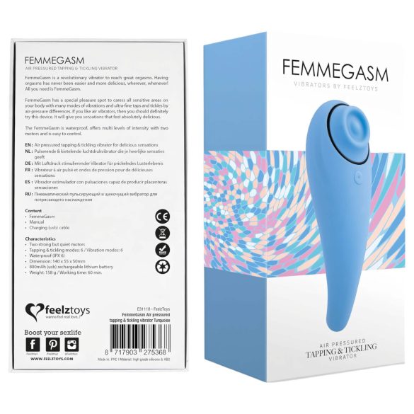 FEELZTOYS Femmegasm - akumulatorowy wibrator 2w1 do łechtaczki (niebieski)