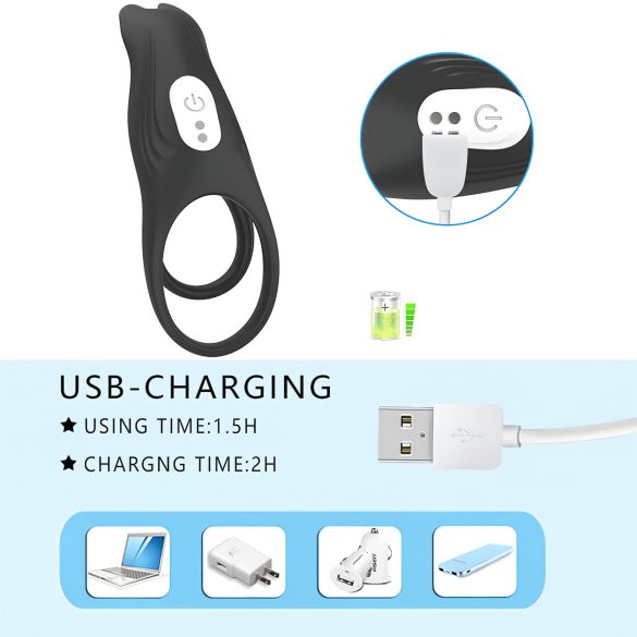 Aixiasia Hoody B - akumulatorowy, zdalny pierścień erekcyjny (czarny)