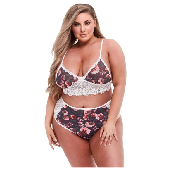 Baci - komplet bielizny plus size - kwiatowa koronka - duży rozmiar