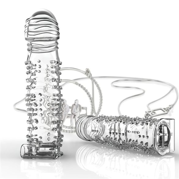 Lonely - nakładka na penisa wibrująca z wypustkami - przezroczysta